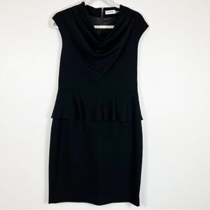 Calvin Klein Sleeveless Draped Neck Little Black Dress Size 8